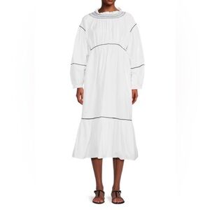 Something Navy White Midi Dress